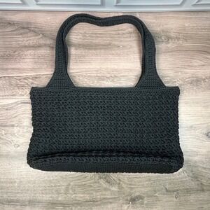 The Sak Original Black Crochet Tote Bag Shoulder Bag Top Zip